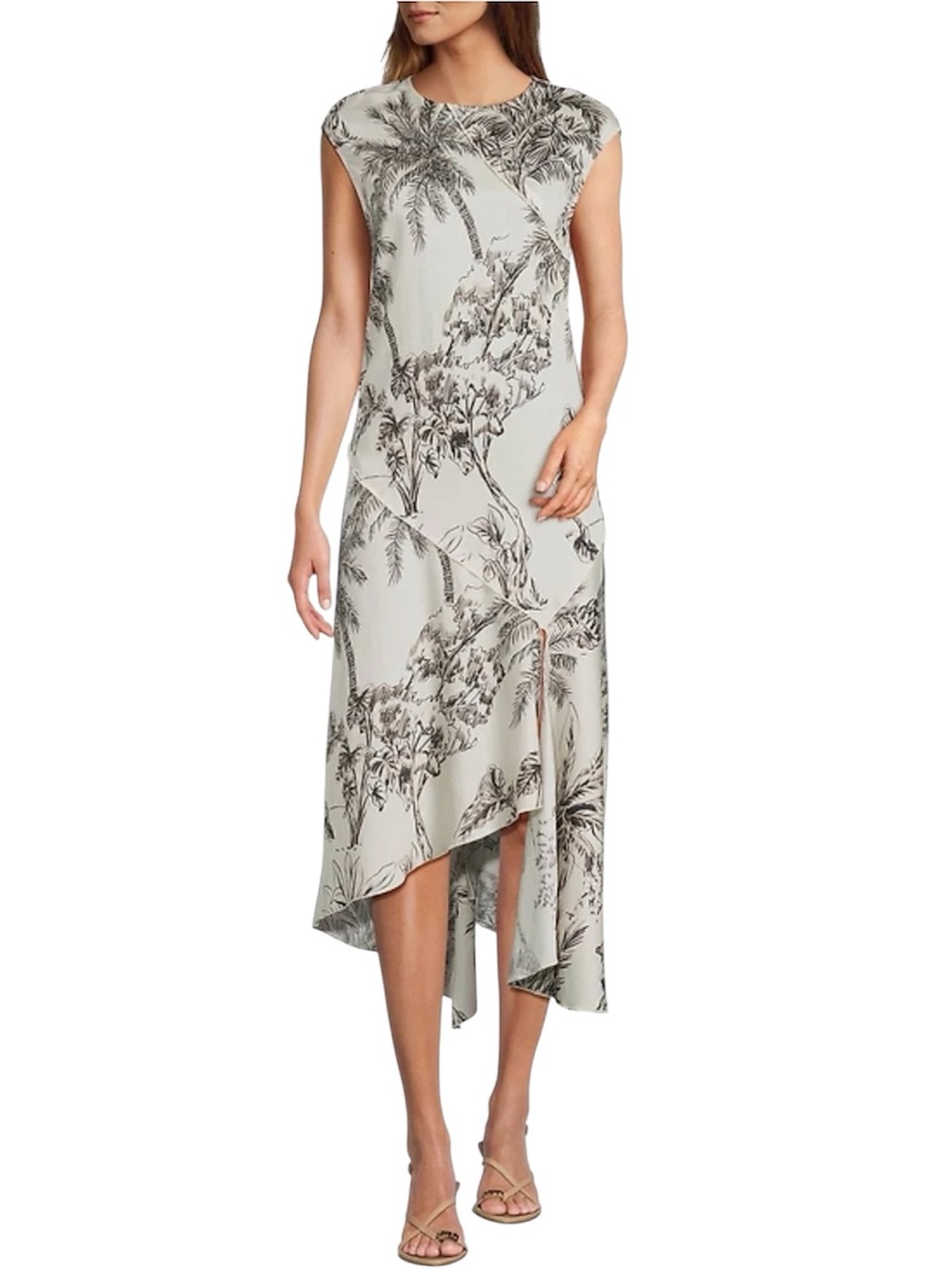 Antonio Melani Tessa Botanical Bloom Toile Print Asymmetrical Midi Dress Size 6